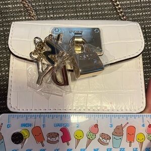 DKNY White Croc-Embossed Crossbody Bag